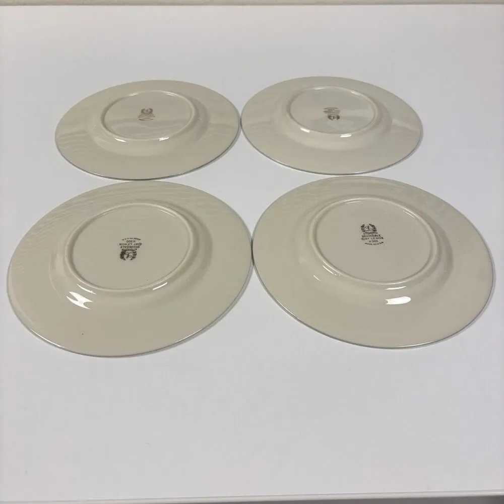Vintage Lenox Brookdale H500 China Tea Cup Saucer Plate Floral Platinum Set of 4
